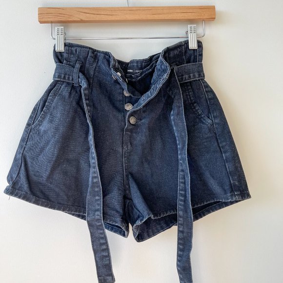 Bluenotes High Waisted Black Jean Shorts Belted XS - Picture 2 of 6